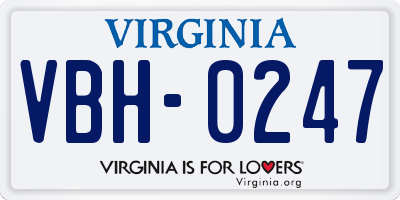 VA license plate VBH0247
