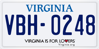 VA license plate VBH0248