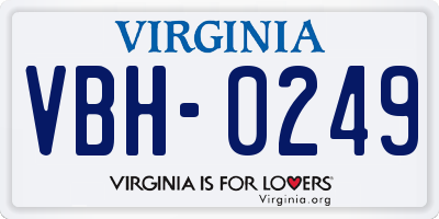 VA license plate VBH0249