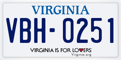 VA license plate VBH0251