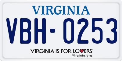 VA license plate VBH0253