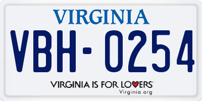 VA license plate VBH0254