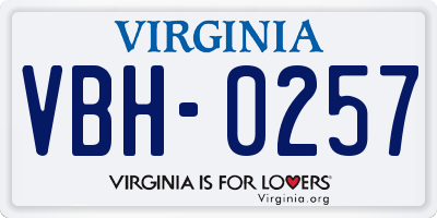 VA license plate VBH0257