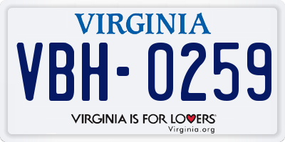 VA license plate VBH0259