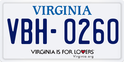 VA license plate VBH0260
