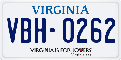 VA license plate VBH0262