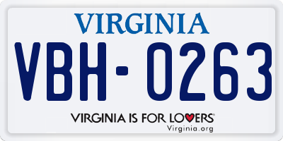 VA license plate VBH0263
