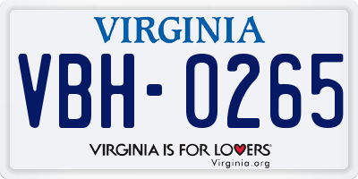 VA license plate VBH0265