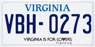 VA license plate VBH0273