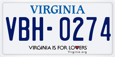 VA license plate VBH0274