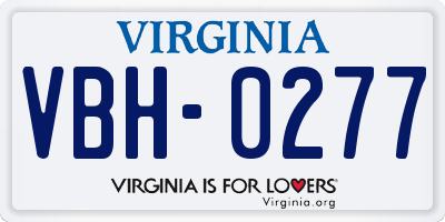 VA license plate VBH0277