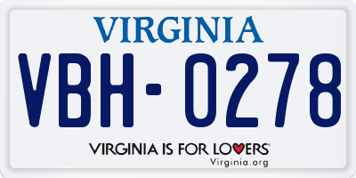 VA license plate VBH0278