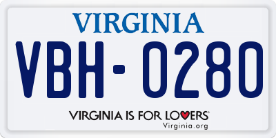 VA license plate VBH0280