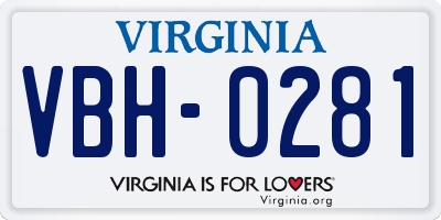 VA license plate VBH0281
