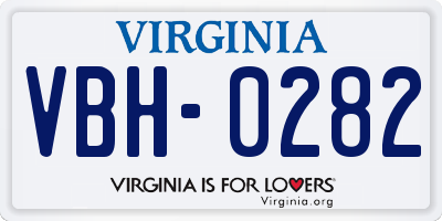 VA license plate VBH0282
