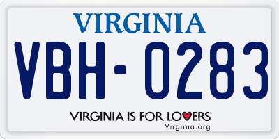 VA license plate VBH0283