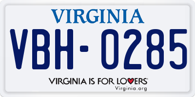 VA license plate VBH0285