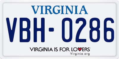 VA license plate VBH0286