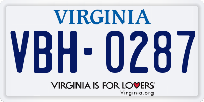 VA license plate VBH0287