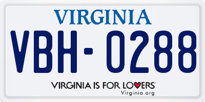 VA license plate VBH0288