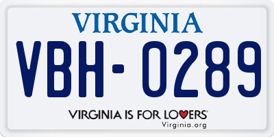 VA license plate VBH0289