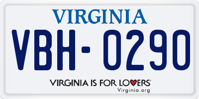 VA license plate VBH0290