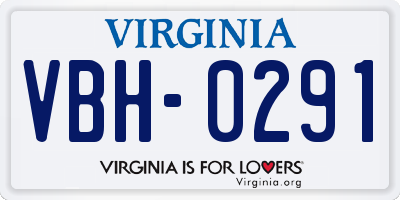 VA license plate VBH0291