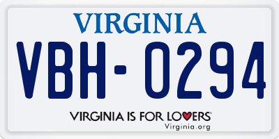 VA license plate VBH0294