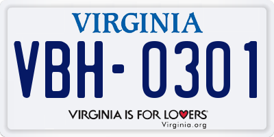 VA license plate VBH0301