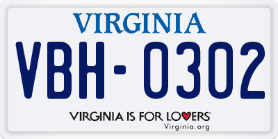 VA license plate VBH0302