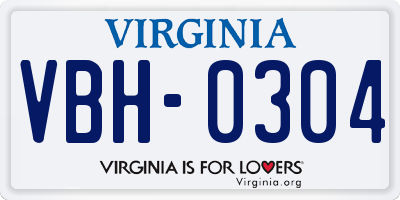 VA license plate VBH0304