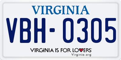 VA license plate VBH0305