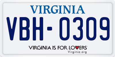 VA license plate VBH0309