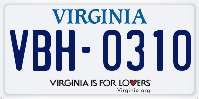 VA license plate VBH0310