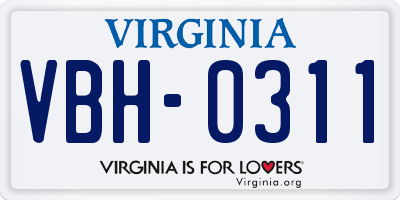 VA license plate VBH0311