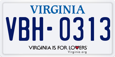 VA license plate VBH0313