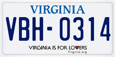 VA license plate VBH0314