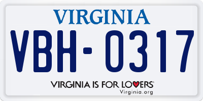 VA license plate VBH0317