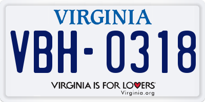 VA license plate VBH0318