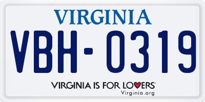 VA license plate VBH0319