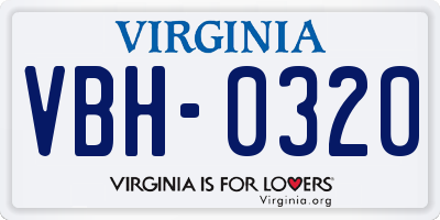 VA license plate VBH0320