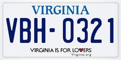 VA license plate VBH0321