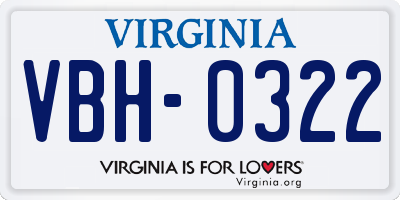 VA license plate VBH0322