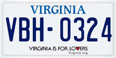 VA license plate VBH0324