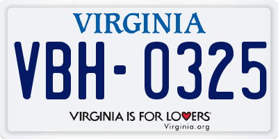 VA license plate VBH0325