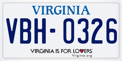 VA license plate VBH0326
