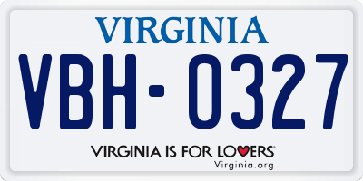VA license plate VBH0327