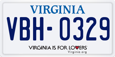 VA license plate VBH0329