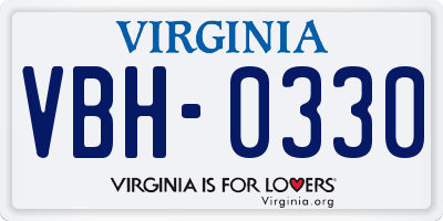 VA license plate VBH0330