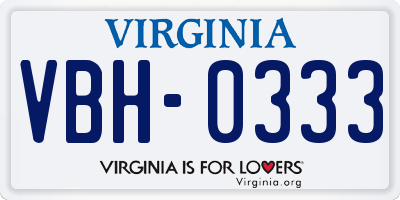 VA license plate VBH0333
